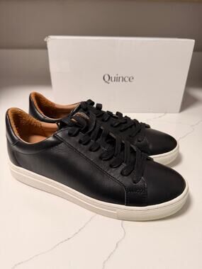 Quince 100% Leather Everyday Sneakers Black Women’s 7.5 - NIB